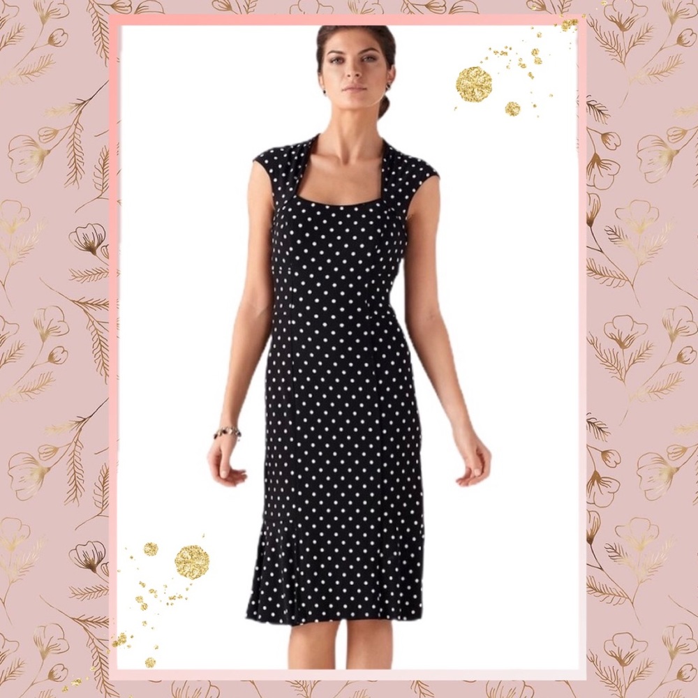 💄WHBM💄Polka Dot Fitted Knit Sheath Dress